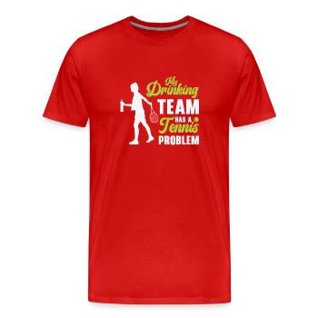 Joueur de tennis Raquette de tennis Balle de tennis - T-shirt bio Premium Homme - rouge - Devant - Damien (186cm)