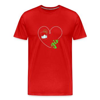 Gin Love Heart - Gin Lover - Männer Premium Bio T-Shirt - Rot - Vorne - Damien (186cm)