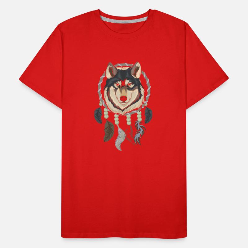 Tiermotiv Geschenk Wolf Traumfänger Männer Premium Bio T-Shirt