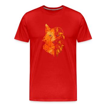 Predator Animal Motif Indien Attrape-rêves Loup - T-shirt bio Premium Homme - rouge - Devant - Damien (186cm)