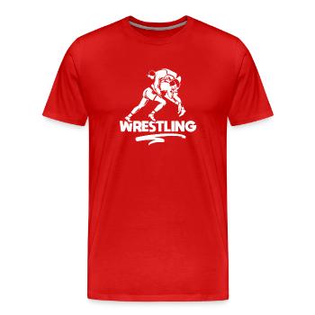 Lutte Lutte Lutte Lutte Lutte Wrestling Wrestling - T-shirt bio Premium Homme - rouge - Devant - Damien (186cm)