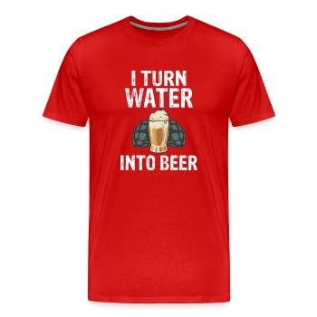 I turn water into beer Bierbauer Bier Braumeister - Männer Premium Bio T-Shirt - Rot - Vorne - Damien (186cm)