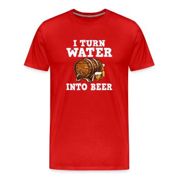 I turn water into beer Bierbrauerei Braumeister Sp - Männer Premium Bio T-Shirt - Rot - Vorne - Damien (186cm)