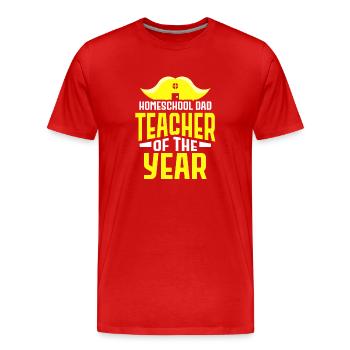 Homeschooling Dad Teacher of the Year Homeschool - Men's Premium Organic T-Shirt - red - Front - Damien (186cm)
