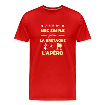 mec simple bretagne apéro humour breton cadeau - T-shirt bio Premium Homme - rouge - Devant - Damien (186cm)