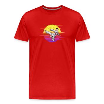 Karate Athlete Sparring Martial Arts Fighter Asia - Men's Premium Organic T-Shirt - red - Front - Damien (186cm)
