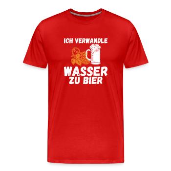 Ich verwandle Wasser zu Bier Brauerei und Hobby Bi - Männer Premium Bio T-Shirt - Rot - Vorne - Damien (186cm)
