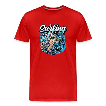 Surf Surf Surf Surf Surf Surfer - T-shirt bio Premium Homme - rouge - Devant - Damien (186cm)