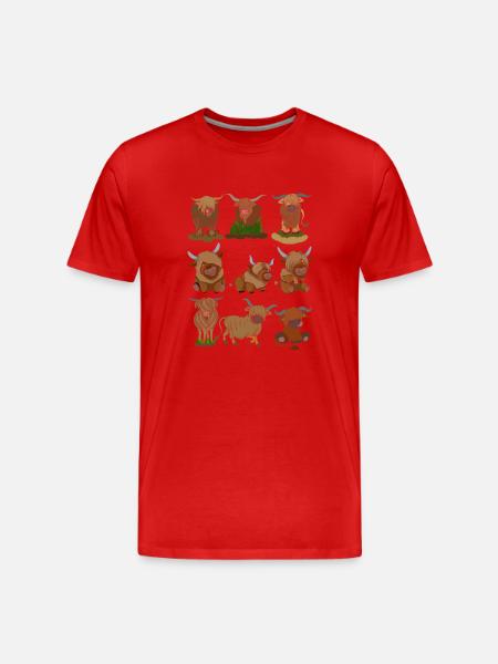 Scottish Highland Cattle - Men's Premium Organic T-Shirt - red