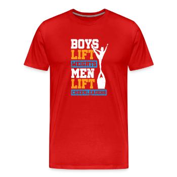 Boys Lift Weights Men Lift Cheerleaders Gymnast Ch - Männer Premium Bio T-Shirt - Rot - Vorne - Damien (186cm)