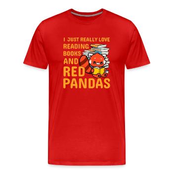 I just really love reading books and red Pandas - Men's Premium Organic T-Shirt - red - Front - Damien (186cm)