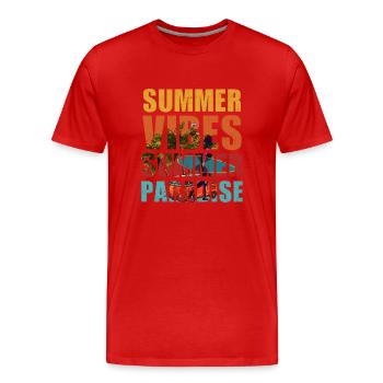 Summer Vibes Summer Paradise - Männer Premium Bio T-Shirt - Rot - Vorne - Damien (186cm)