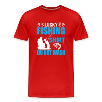 Lucky Fishing Shirt Do Not Wash - Männer Premium Bio T-Shirt - Rot - Vorne - Damien (186cm)
