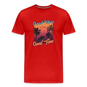 Good Vibes Good Times Summer - Männer Premium Bio T-Shirt - Rot - Vorne - Damien (186cm)