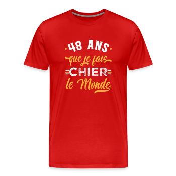 Anniversaire 48 ans, idée cadeau date de naissance - T-shirt bio Premium Homme - rouge - Devant - Damien (186cm)