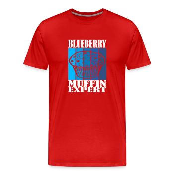 Expert en muffins aux bleuets - T-shirt bio Premium Homme - rouge - Devant - Damien (186cm)