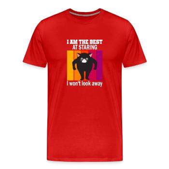 Chat qui regarde - Chats qui regardent - T-shirt bio Premium Homme - rouge - Devant - Damien (186cm)