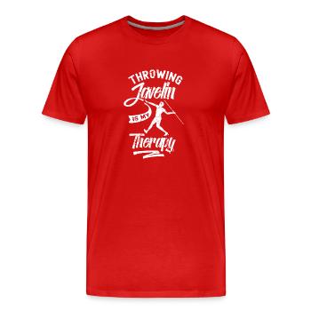 Le lancer du javelot est ma thérapie Le lanceur de javelot - T-shirt bio Premium Homme - rouge - Devant - Damien (186cm)