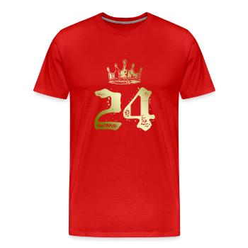 24 Couronne numérique - T-shirt bio Premium Homme - rouge - Devant - Damien (186cm)
