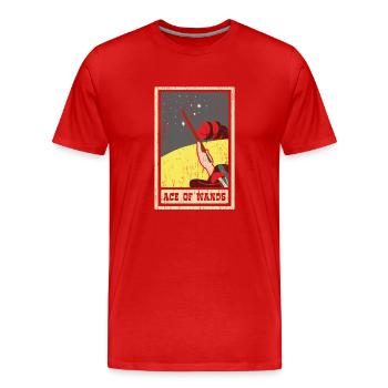 Ass der Stäbe Tarotkarte Schamane Wahrsagerei - Männer Premium Bio T-Shirt - Rot - Vorne - Damien (186cm)