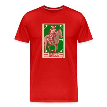 Chevalier des Pièces Tarot Carte De Bonne Aventure - T-shirt bio Premium Homme - rouge - Devant - Damien (186cm)