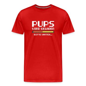 Retro Pups Wird Geladen Gamer Zocker Gaming Spruch - Männer Premium Bio T-Shirt - Rot - Vorne - Damien (186cm)