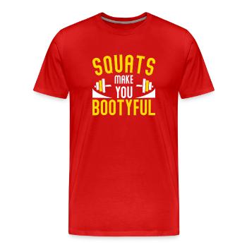 Kniebeugen Machen Sie Bootyful - Fitness - Männer Premium Bio T-Shirt - Rot - Vorne - Damien (186cm)