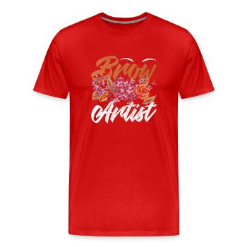 Maquillage Artiste Cadeau Beauté Sourcils Artiste - T-shirt bio Premium Homme - rouge - Devant - Damien (186cm)