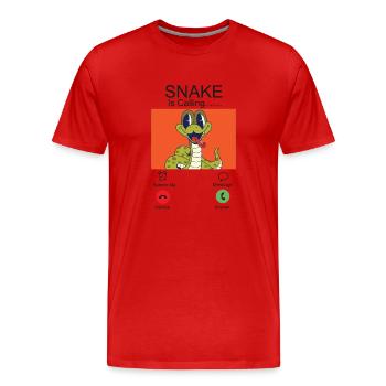 Serpent Serpent Téléphone Affichage Serpent - T-shirt bio Premium Homme - rouge - Devant - Damien (186cm)