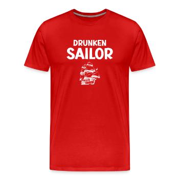 Drunken Sailor - Boat Captain - Männer Premium Bio T-Shirt - Rot - Vorne - Damien (186cm)
