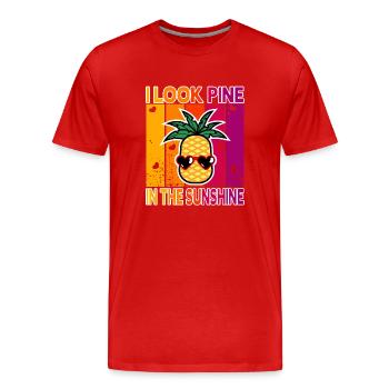 Je regarde le pin au soleil - T-shirt bio Premium Homme - rouge - Devant - Damien (186cm)