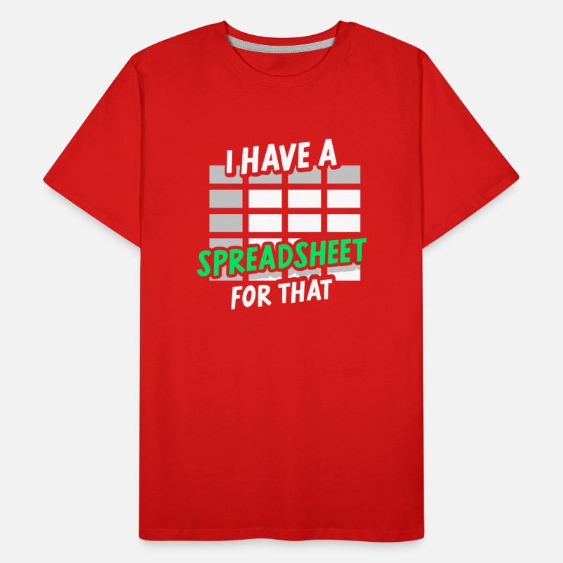 J’ai une feuille de calcul pour le tableau comptable T-shirt bio Premium Homme