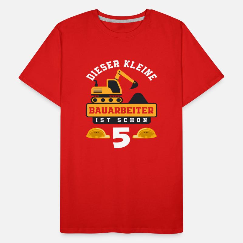 Construction Worker 5th Birthday Excavator Boys Gift Men's Premium Organic T-Shirt
