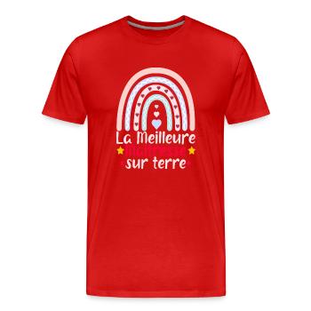 La Meilleure Maîtresse Sur Terre maitresse d'école - T-shirt bio Premium Homme - rouge - Devant - Damien (186cm)