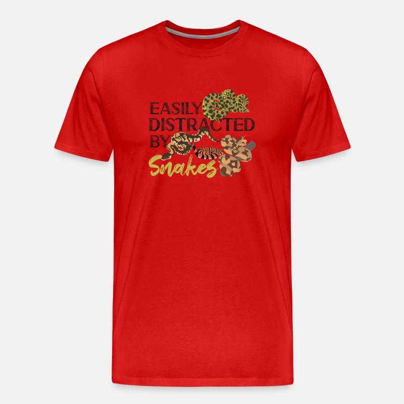 Snake Serpent Easily Distracted By - Männer Premium Bio T-Shirt - Rot