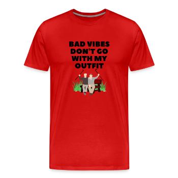 Les mauvaises vibrations ne correspondent pas à ma tenue - T-shirt bio Premium Homme - rouge - Devant - Damien (186cm)