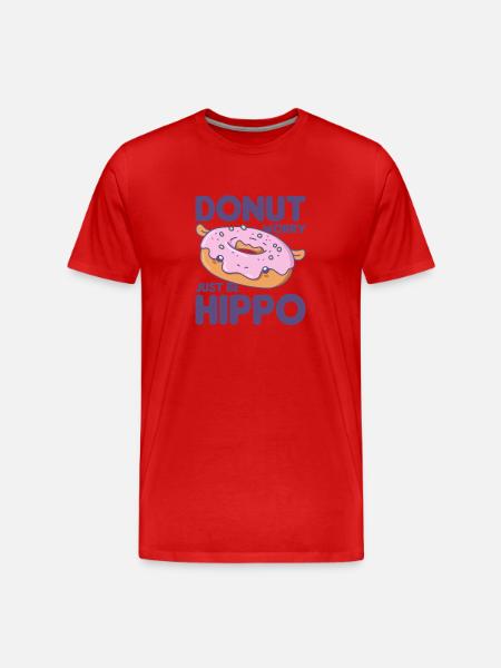 Funny Hippo Donut Word Game Kawaii Aesthetics - Men's Premium Organic T-Shirt - red