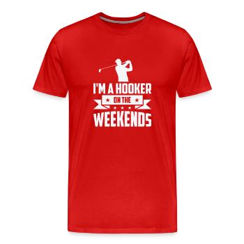 Golf Golfer Golf ball Golfer Golfers Golf clubs - Men's Premium Organic T-Shirt - red - Front - Damien (186cm)