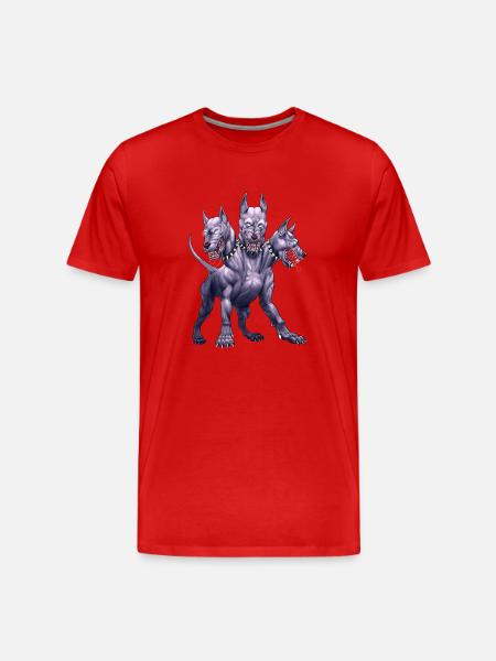 Three Headed Dog Cerberus - Men's Premium Organic T-Shirt - red