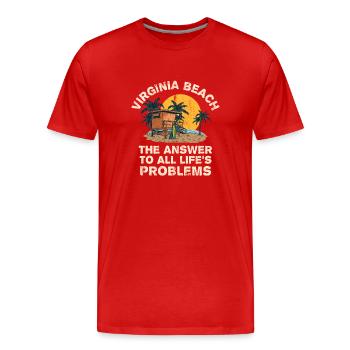 Virginia Beach Answer To All Life's Problems - Männer Premium Bio T-Shirt - Rot - Vorne - Damien (186cm)