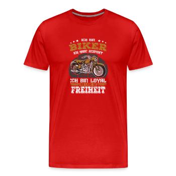 Biker Motorradfahrer - Spruch Freiheit - Männer Premium Bio T-Shirt - Rot - Vorne - Damien (186cm)