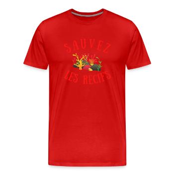 SAUVEZ LES RÉCIFS - CORAIL ROUGE - T-shirt bio Premium Homme - rouge - Devant - Damien (186cm)