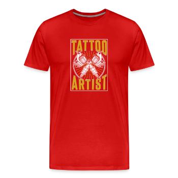 Tatoueur Tattoo Studio Tatouage Tatouage - T-shirt bio Premium Homme - rouge - Devant - Damien (186cm)