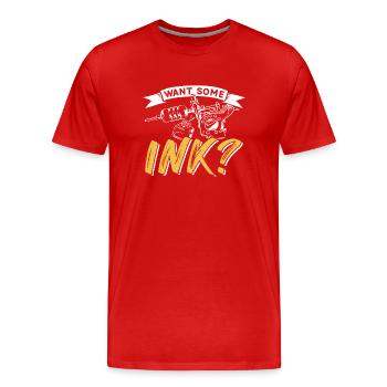 Vous voulez de l’encre ? Tatoueur Tatouage - T-shirt bio Premium Homme - rouge - Devant - Damien (186cm)
