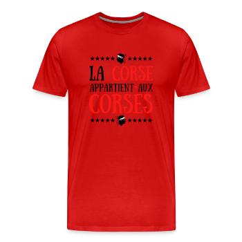 La corse appartient aux corses - T-shirt bio Premium Homme - rouge - Devant - Damien (186cm)