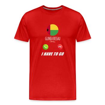 Guinea Bissau calls to Lusiger flags saying - Men's Premium Organic T-Shirt - red - Front - Damien (186cm)