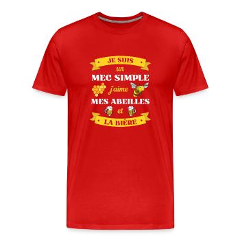 mec simple abeilles biere humour apiculteur homme - T-shirt bio Premium Homme - rouge - Devant - Damien (186cm)