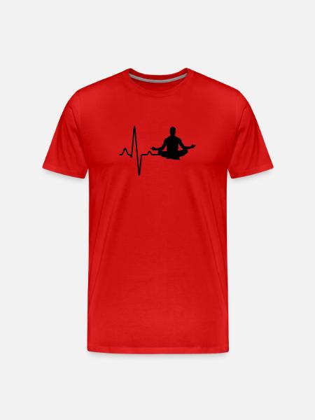 Yoga Meditation Heartbeat - Men's Premium Organic T-Shirt - red