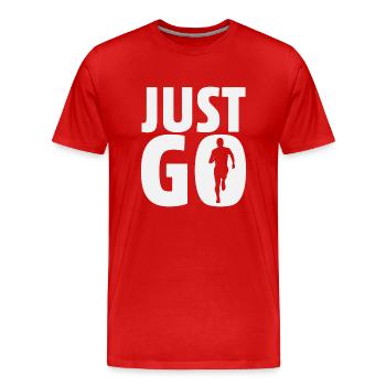 Just Go - Men's Premium Organic T-Shirt - red - Front - Damien (186cm)