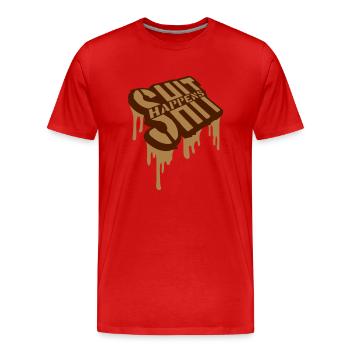 Gouttes de merde arrive blague - T-shirt bio Premium Homme - rouge - Devant - Damien (186cm)